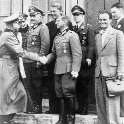 Von Braun-4th from lt-with smiling Nazis including SS