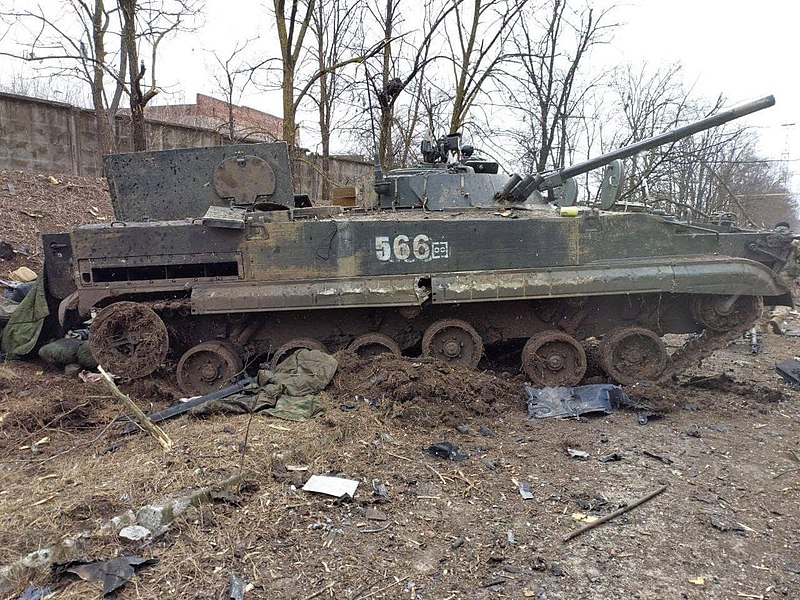 Destruction of Russian BMP-3 IFV by Ukrainian troops in Mariupol per Ministry of Internal Affairs of Ukraine